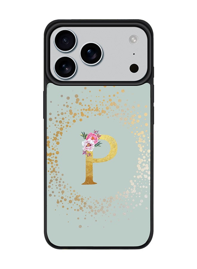 Stylizedd iPhone 17 Pro Max Case, [Compatible with MagSafe] Slim Magnetic cover Phone Case iPhone 17 Pro Max -Custom Monogram Floral - P  (Light Grey ) - Image 1