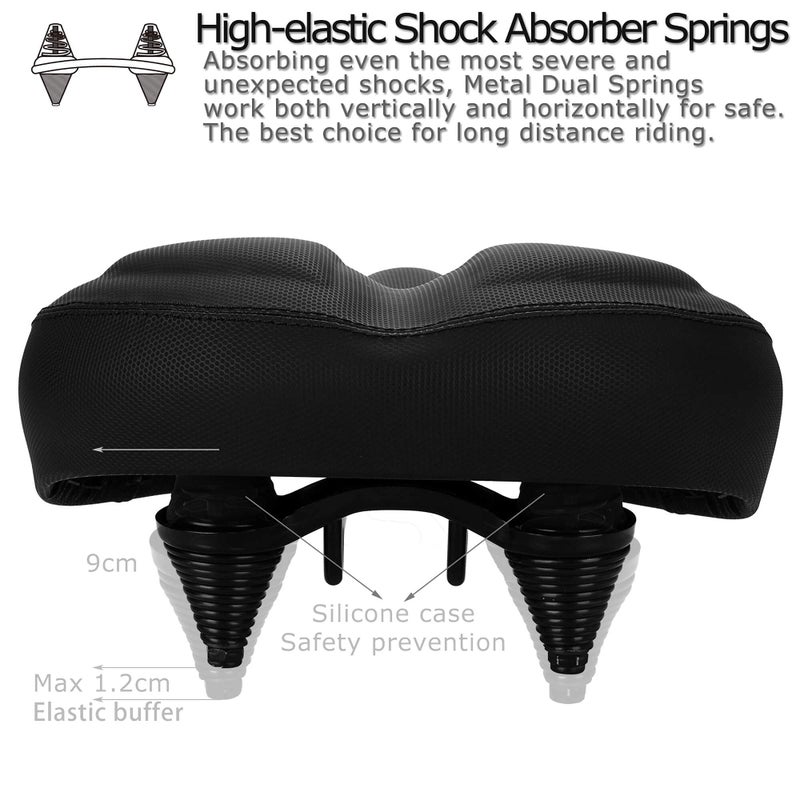 DAWAY C40 Ultra-Comfortable Oversized Bike Seat - Memory Foam Padded, Extra Wide Soft Bicycle Saddle for Men Women Seniors - Fit for Peloton, Cruiser, Stationary, Mountain Road Bikes - Shock Absorbing - Image 4