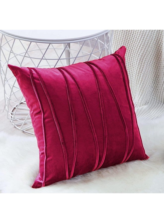 Khooti Velvet 200 TC Cushion Cover Pack of 1-14"X14"/36X36 Cm-Pink-Soft Pillow Covers Cushion Case for Sofa Bedroom Livingroom Chair Car, Cushion Cover with Random Zig Zag Pattern - Image 1