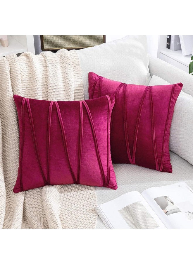 Khooti Velvet 200 TC Cushion Cover Pack of 1-14"X14"/36X36 Cm-Pink-Soft Pillow Covers Cushion Case for Sofa Bedroom Livingroom Chair Car, Cushion Cover with Random Zig Zag Pattern - Image 2
