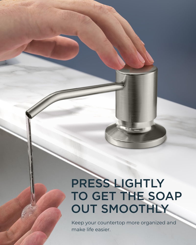 FORIOUS Kitchen Faucets with Soap Dispenser and Pull Down Sprayer, Brushed Nickel, Bar High Arc Single Handle Classic 3 Modes Stainless Steel Faucet for Kitchen Sink Farmhouse RV Laundry Camper - Image 4