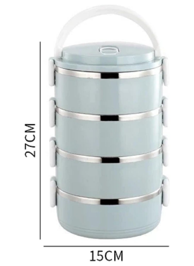 LIMITLESS - 4 Stackable Lunch Box, Portable Stainless Steel Bento Box Food Storage Portable Thermal Cylinder With Silicone Sealing Ring Design, for Workers, Picnic, School, Office (Beige) - Image 1