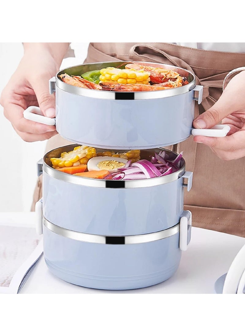 LIMITLESS - 4 Stackable Lunch Box, Portable Stainless Steel Bento Box Food Storage Portable Thermal Cylinder With Silicone Sealing Ring Design, for Workers, Picnic, School, Office (Beige) - Image 1