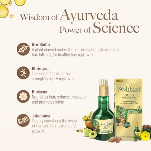 Kesh King Ayurvedic Hair Oil | Herbal Oil with Bhringraj & Amla | Enhance Hair Growth | Reduce Hairfall | Nourishes Scalp | Provides Long & Thick Hair | 10.14 Fl Oz/300ml - Image 5