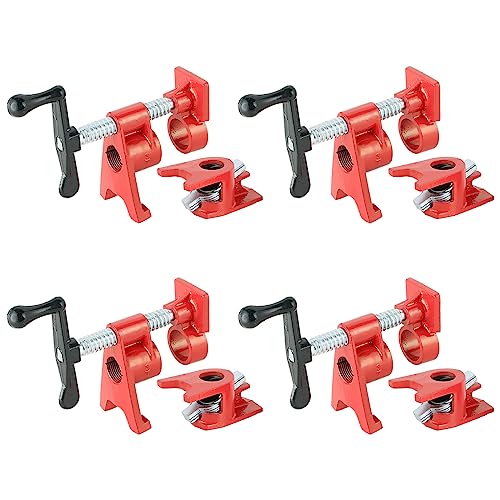 ATPEAM Wood Gluing Pipe Clamp Set 4 Pack 34 Heavy Duty Cast Iron Quick Release Pipe Clamps for Woodworking with Unique Foot Design 4 34