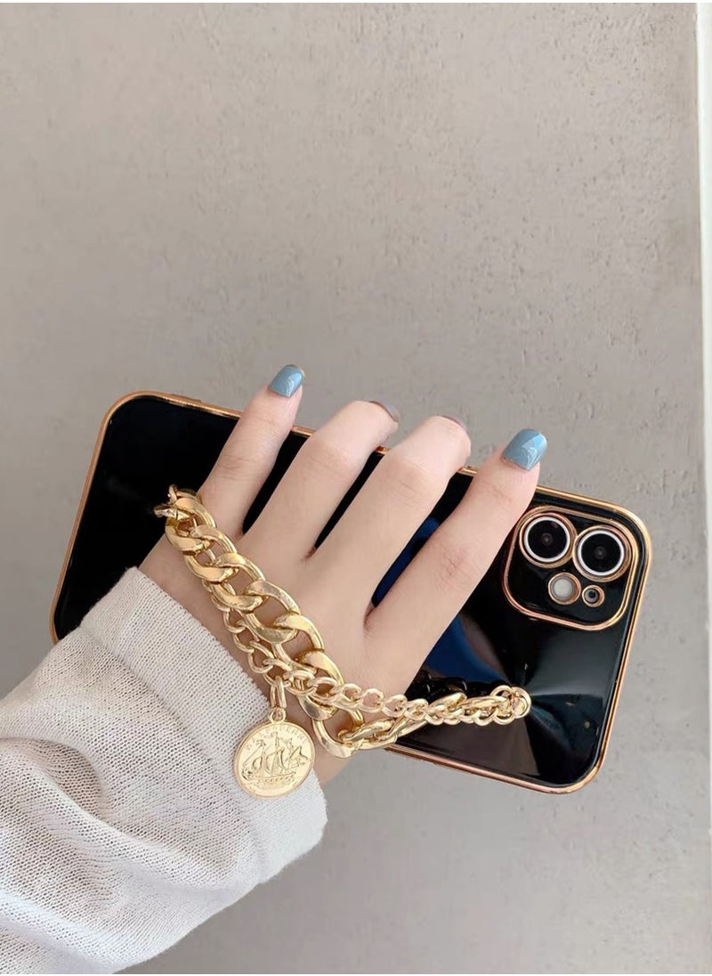 LAOONT - iPhone 12 Phone Cover With a Chain Holder Consisting Of a Set Of Golden Chains - Image 1