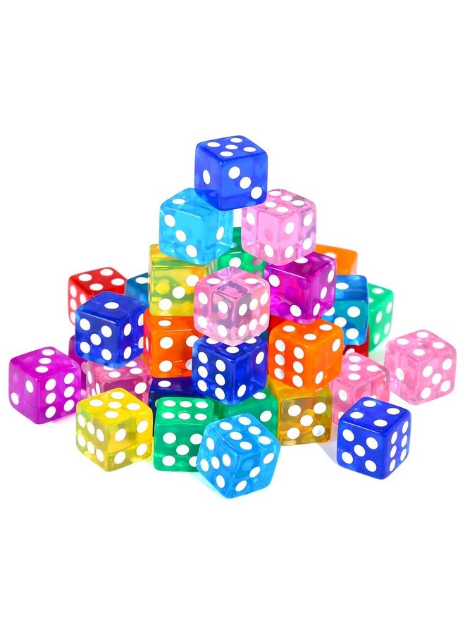 GWHOLE 40 Pieces 6-Sided Game Dice Set, 8 Translucent Colors Dice for Board Games and Teaching Math - Image 1