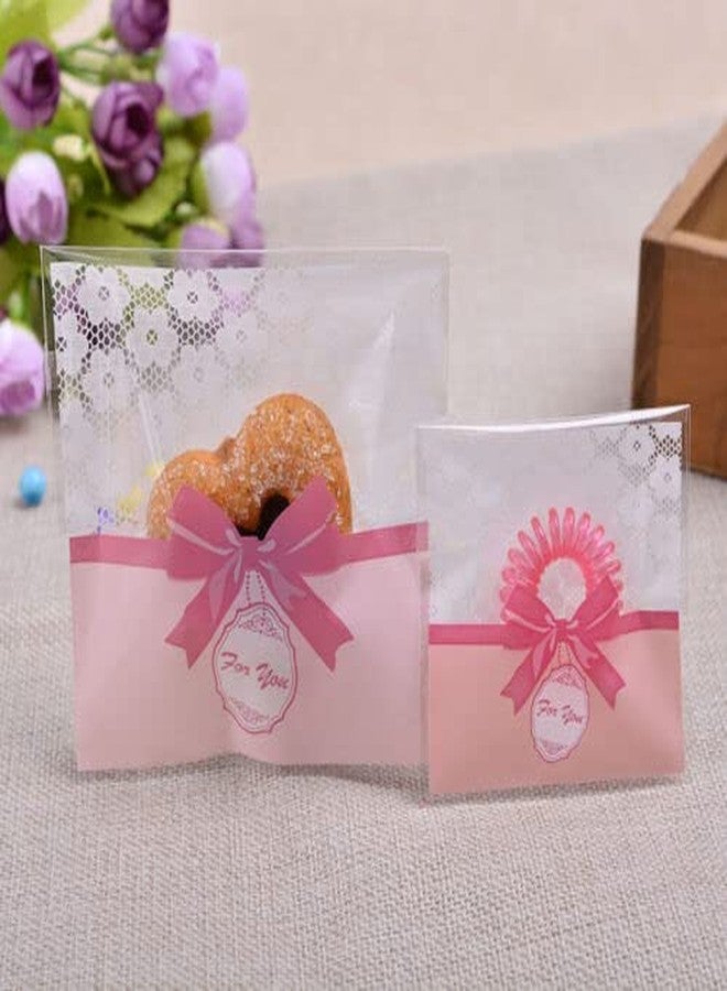 Kyrahh: 100 pcs Pink Bowknot wholesale lovely Ziplock Bakery Self adhesive Packaging Biscuit Plastic Wedding Candy Poly Bag, retail packaging, biscuits, Gift Candy bag - Image 2