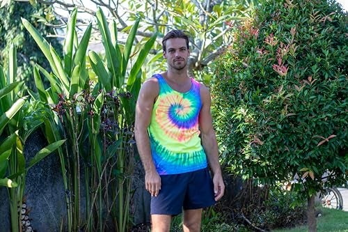 Colortone Unisex Tie Dye Tank Top, Neon Rainbow, Small - Image 4