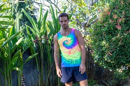 Colortone Unisex Tie Dye Tank Top, Neon Rainbow, Small - Image 5
