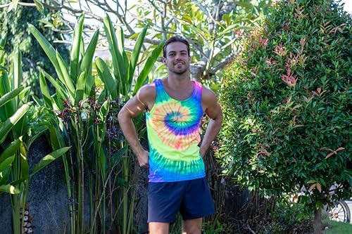 Colortone Unisex Tie Dye Tank Top, Neon Rainbow, Small - Image 2