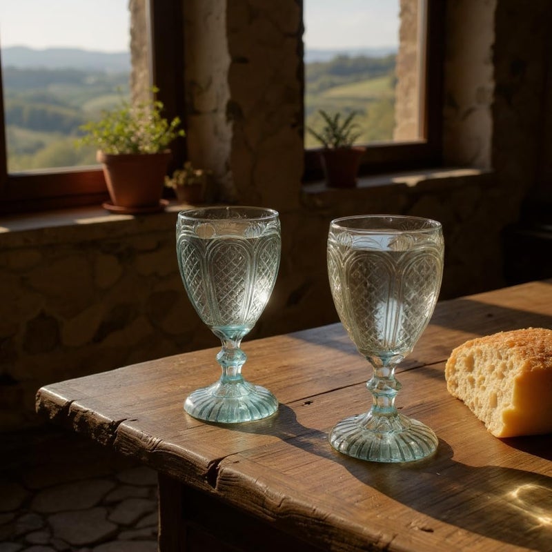 B&D Blue Glass Goblet Set - 2 Pieces - Image 2