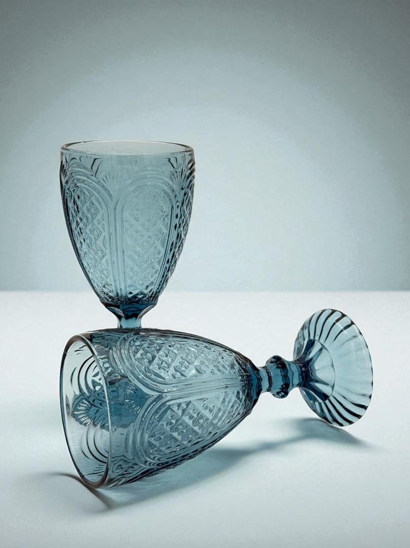 B&D Blue Glass Goblet Set - 2 Pieces - Image 1