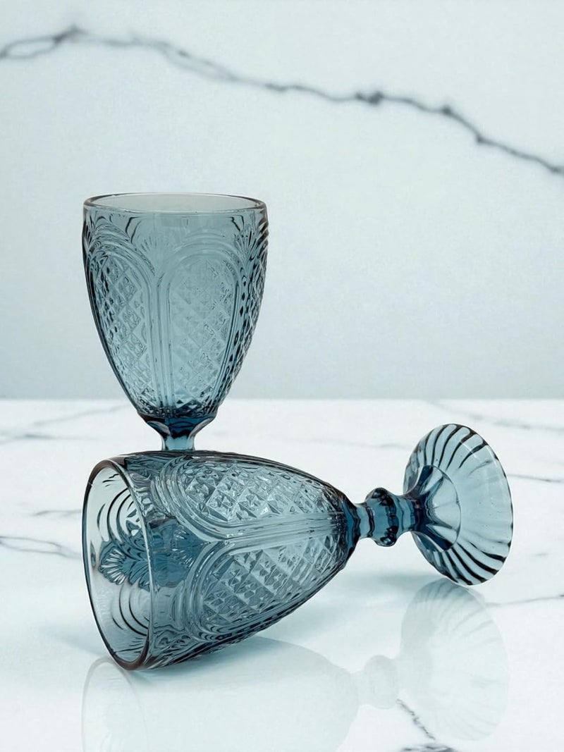 B&D Blue Glass Goblet Set - 2 Pieces - Image 5