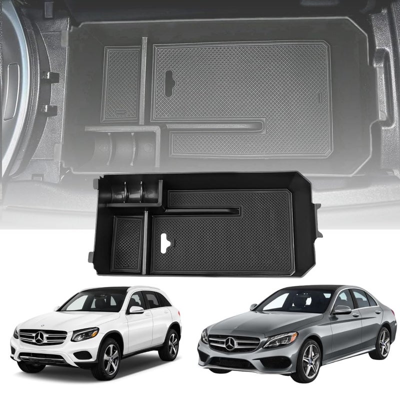 TRX AUTO Center Armrest Console Organizer For Mercedes Benz C Class & GLC 2015 to 2019| Center Storage Box Organizer Tray | Mercedes Benz Accessories - Image 1
