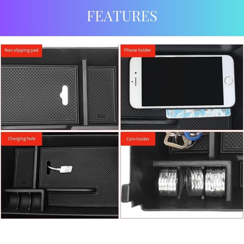 TRX AUTO Center Armrest Console Organizer For Mercedes Benz C Class & GLC 2015 to 2019| Center Storage Box Organizer Tray | Mercedes Benz Accessories - Image 3