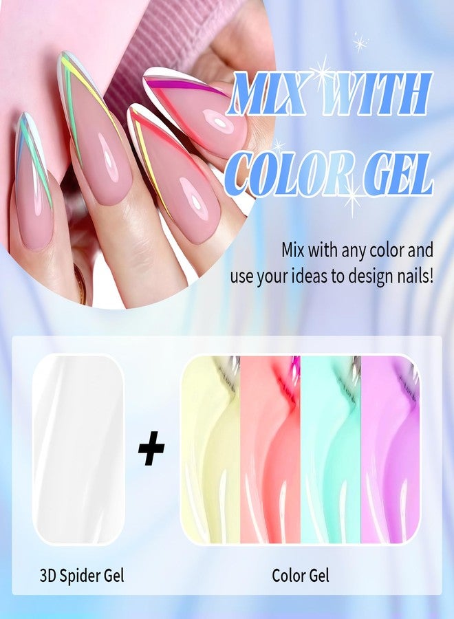U-Shinein 3Pcs Spider Gel Set: Black & White & Transparent 3D Spider Gel Polish with Metallic Silver Gold Chrome Nail Powder for Nail Arts - Image 4
