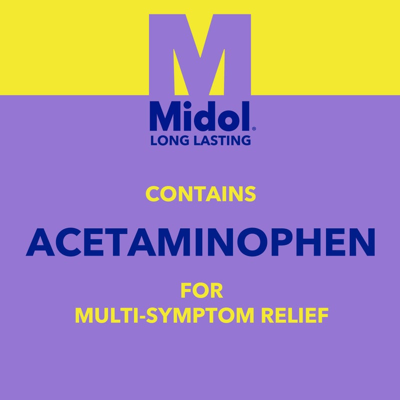 Midol Long Lasting Relief 20ct: Midol Long Lasting Relief, Menstrual Symptom Reliever & Fever Reducer, Caplets with Acetaminophen for Menstrual Pain Relief - 20 Count (Packaging May Vary) - Image 5