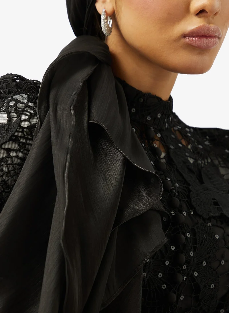 Khizana Black Metallic Modest Hijab Headscarf for Women | Best Price UAE