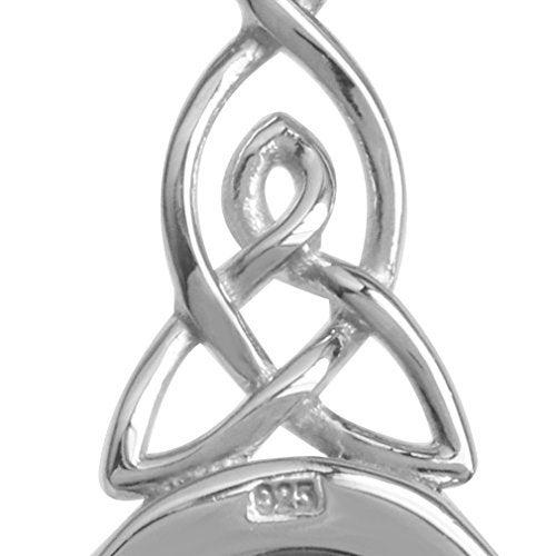 Silvershake Natural Moonstone 925 Sterling Silver Triquetra Celtic Knot Dangle Hook Earrings - Image 3