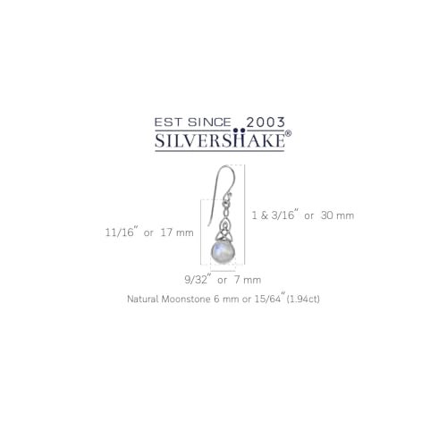 Silvershake Natural Moonstone 925 Sterling Silver Triquetra Celtic Knot Dangle Hook Earrings - Image 2