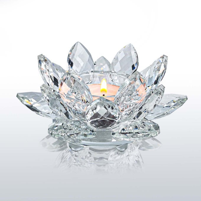 CRYSTAL LOTUS FLOWER TEALIGHT CANDLE HOLDERSGLASS TEA LIGHT CANDLESTICK DECOR DECORATION FOR CHRISTMAS HOME WEDDING PARTY CLEAN 1PC