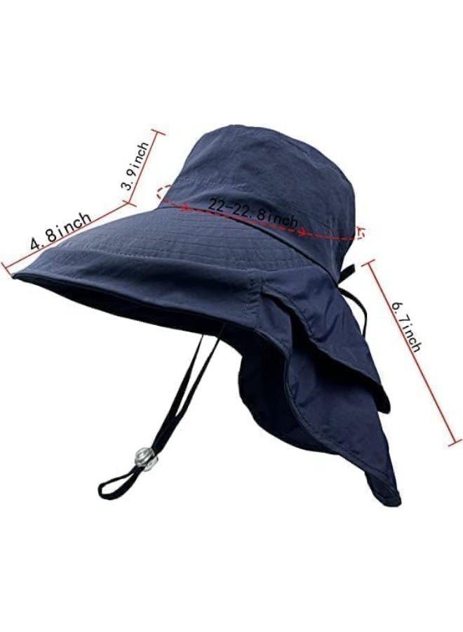 قبعات الشمس للمرأة ، قبعة الشمس الواسعة ، قبعات الشاطئ القابلة للطي ، مع غطاء الرقبة ، البقاء باردًا ، للصيد ، المشي لمسافات طويلة ، التخييم ، الصيد ، الغولف ، البستنة ، الأزرق البحري - Image 2