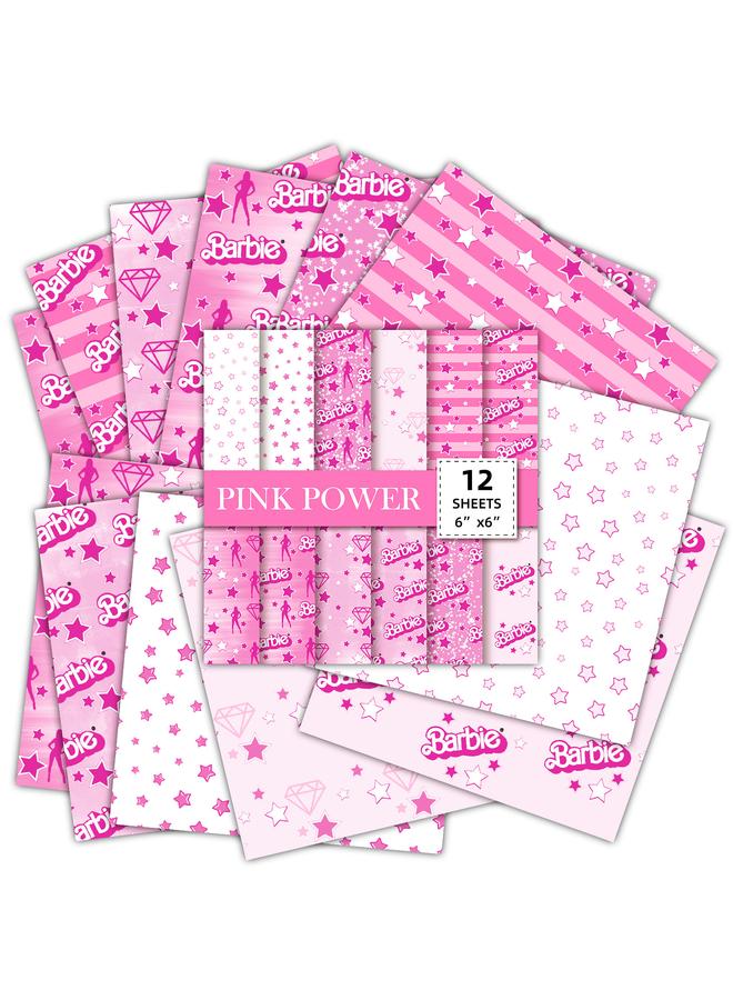 Bluejw 12 Sheets/pack Material Paper Barbie Powder Valentine's Day Innocence Dream Dream DIY Paper Crane Origami Account Material Paper - Image 1