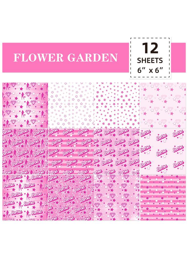 Bluejw 12 Sheets/pack Material Paper Barbie Powder Valentine's Day Innocence Dream Dream DIY Paper Crane Origami Account Material Paper - Image 4