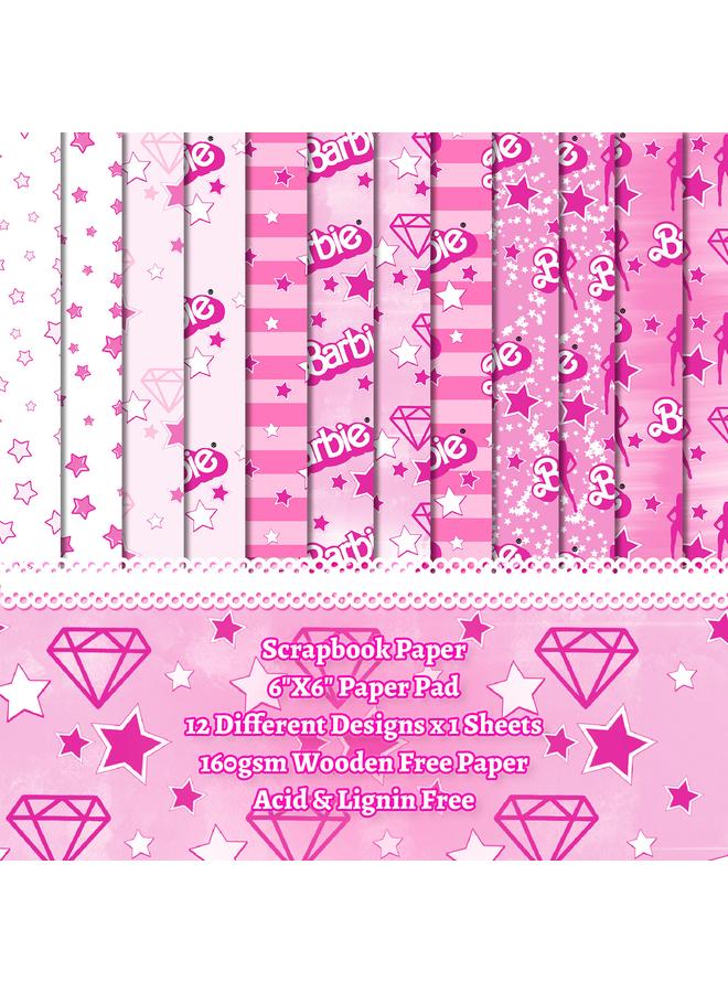 Bluejw 12 Sheets/pack Material Paper Barbie Powder Valentine's Day Innocence Dream Dream DIY Paper Crane Origami Account Material Paper - Image 3