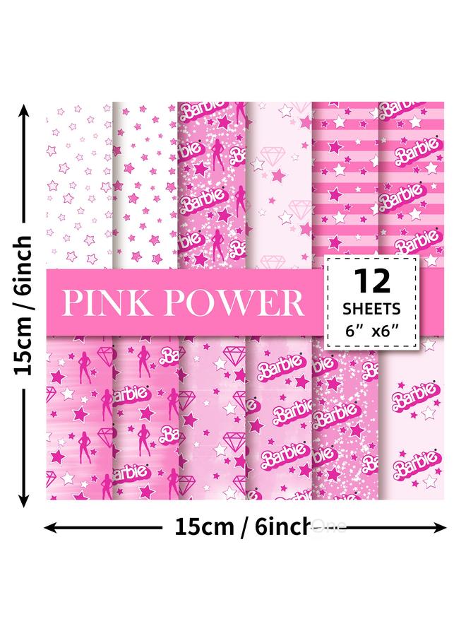 Bluejw 12 Sheets/pack Material Paper Barbie Powder Valentine's Day Innocence Dream Dream DIY Paper Crane Origami Account Material Paper - Image 5