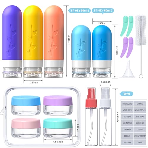 Aeomni 19pack Travel Bottles for Toiletries, TSA Approved Silicone Size Containers for toiletries, Refillable & Leakproof Travel shampoo and conditioner bottles - Image 2