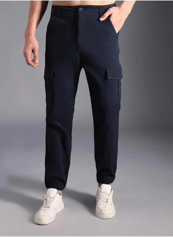 HIGH STAR Mid Rise Straight Leg Cargo Cuffed Pants