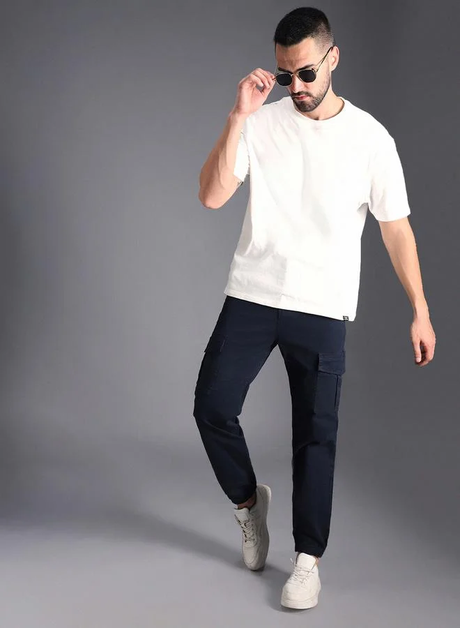 HIGH STAR Mid Rise Straight Leg Cargo Cuffed Pants by Styli