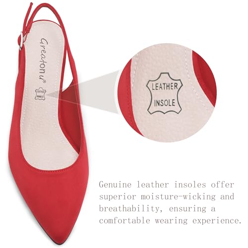Greatonu Womens Red Formal Classic Slingback Kitten Heels Pumps Court Shoes Size 9 US / 40 EU - Image 2