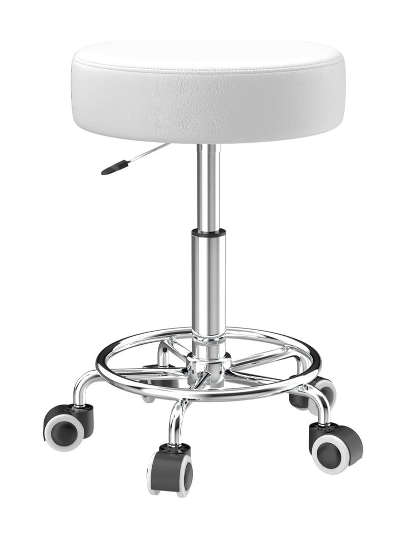 Generic 43cm-57cm Adjustable Height Swivel Chair with Footrest for Body Relaxation, Small, Comfortable and Lightweight PU Leather Chair with Wheels, Swivel Chair, Work Chair, Hairdressing - Image 1