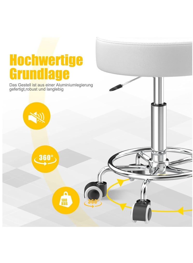 Generic 43cm-57cm Adjustable Height Swivel Chair with Footrest for Body Relaxation, Small, Comfortable and Lightweight PU Leather Chair with Wheels, Swivel Chair, Work Chair, Hairdressing - Image 5