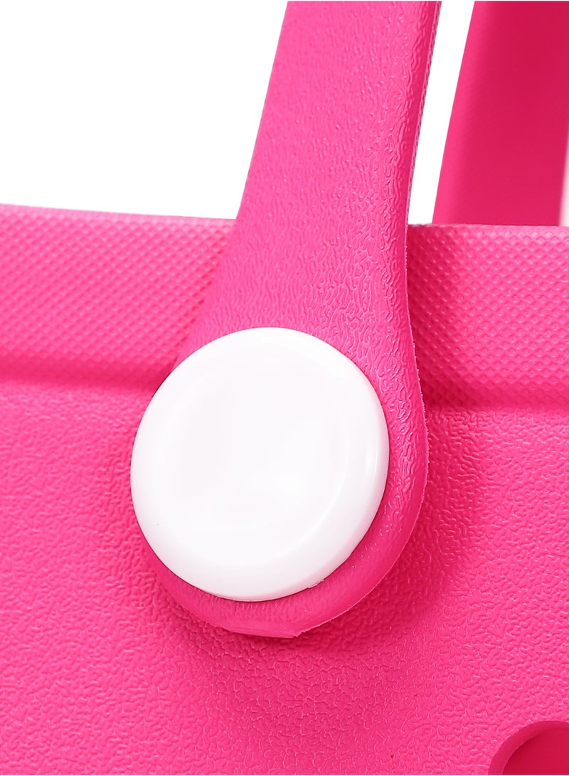 EVA Rubber Beach Tote Bag with 5 Summer Charms | Waterproof, Durable & Easy-to-Clean | Spacious Summer Beach Bag for Women & Family | (Magenta- Large) - Image 4