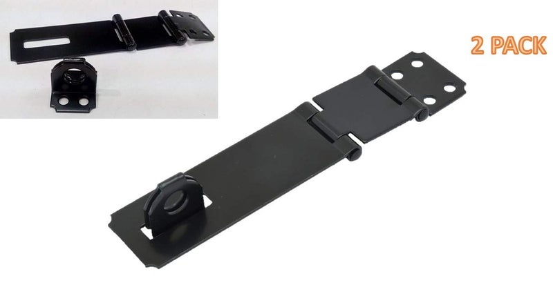 QCAA Double Hinge HASP and Staple Fixed, 3-1/2", Steel, Black, 2 Pack, Made in Taiwan - Image 3