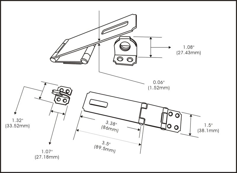 QCAA Double Hinge HASP and Staple Fixed, 3-1/2", Steel, Black, 2 Pack, Made in Taiwan - Image 4