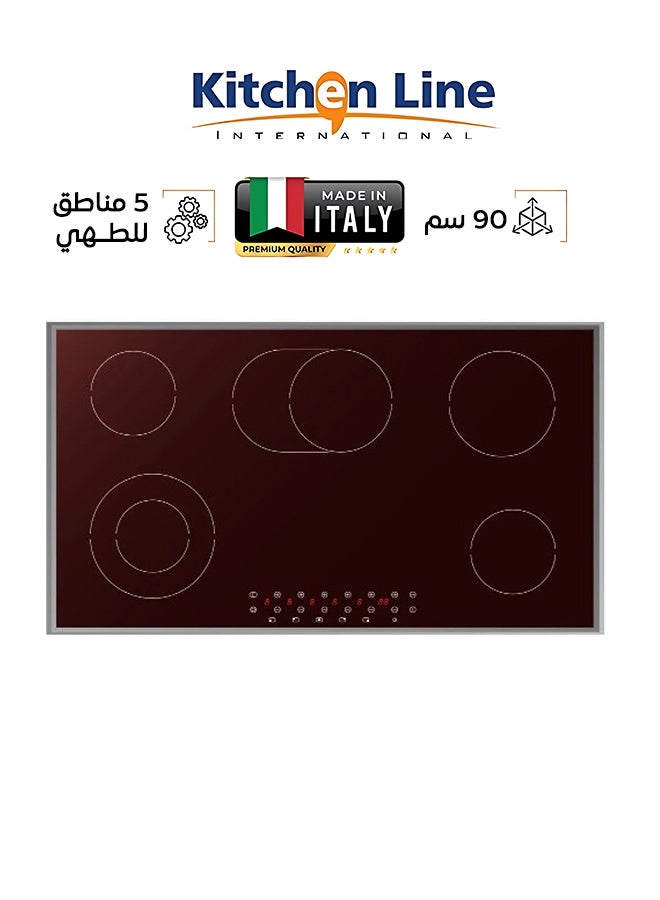 kitchen Line 5-burner electric stove - ceramic - touch - Italian - VT05-KLVE90TC - Image 1