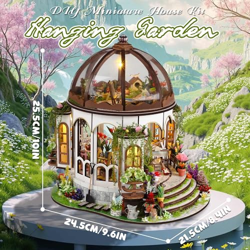 Kisoy DIY Miniature House Kit Tiny House Building Kit with Furniture and LED Light for Adults and Teens DIY Mini House Craft Kit DecorationsGifts for Family and FriendsHanging Garden - Image 5