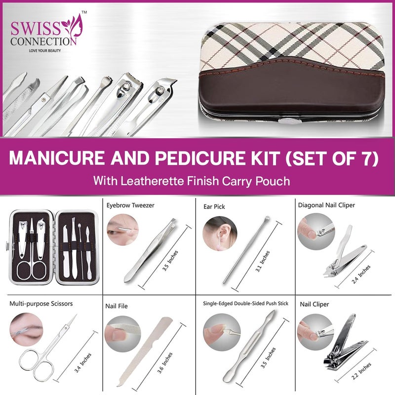 Swiss Connection Swiss Connection Manicure Pedicure Set Nail Clippers Stainless Steel Nail Scissors Nail Tool Kit Nail Care Kit with Peeling Knife Nail Filer Cleaning Knife Acne needle Blackhead ToolPack of 7 - Image 2