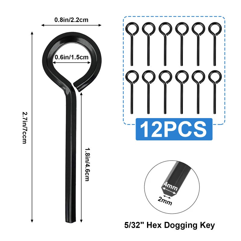DENGXINWEI 12pcs 5/32 inch Standard Hex Dogging Key with Full Loop, Black Solid Metal Allen Key Sets Wrench for Keychain Push Bar Panic Exit Device Key - Image 2
