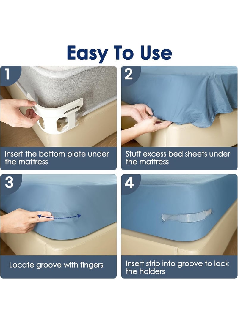 Lock Bed Sheet Holders for All Sheet Sizes, Fitted Sheet Straps Keep Sheets Firm & Tight Easy One-Time Installation - Image 4