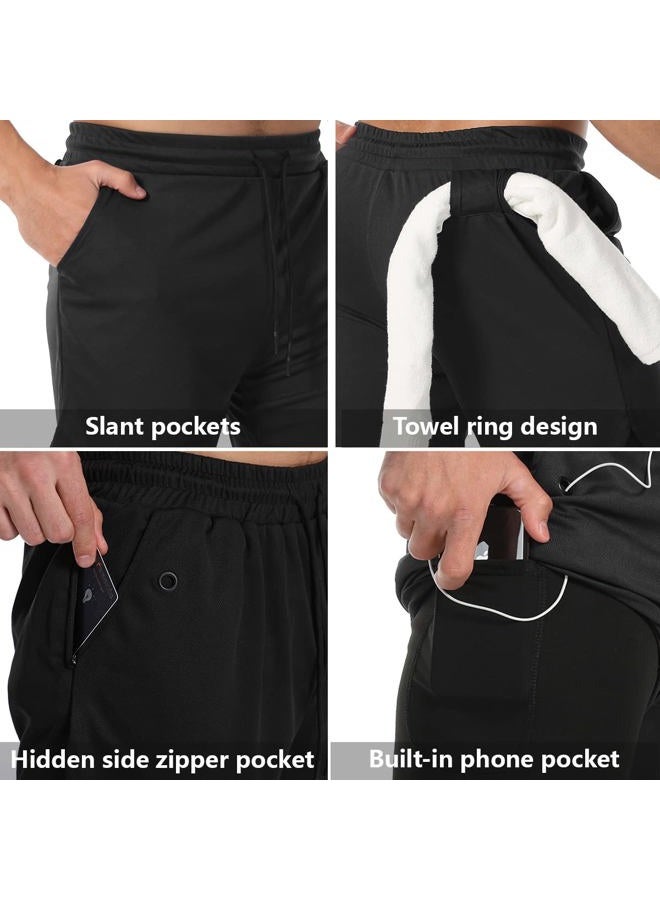 JWJ Men's 2 in 1 Workout Running Shorts 7 Inch Lightweight Athletic Gym Shorts with Compression Liner, Black, M - Image 5