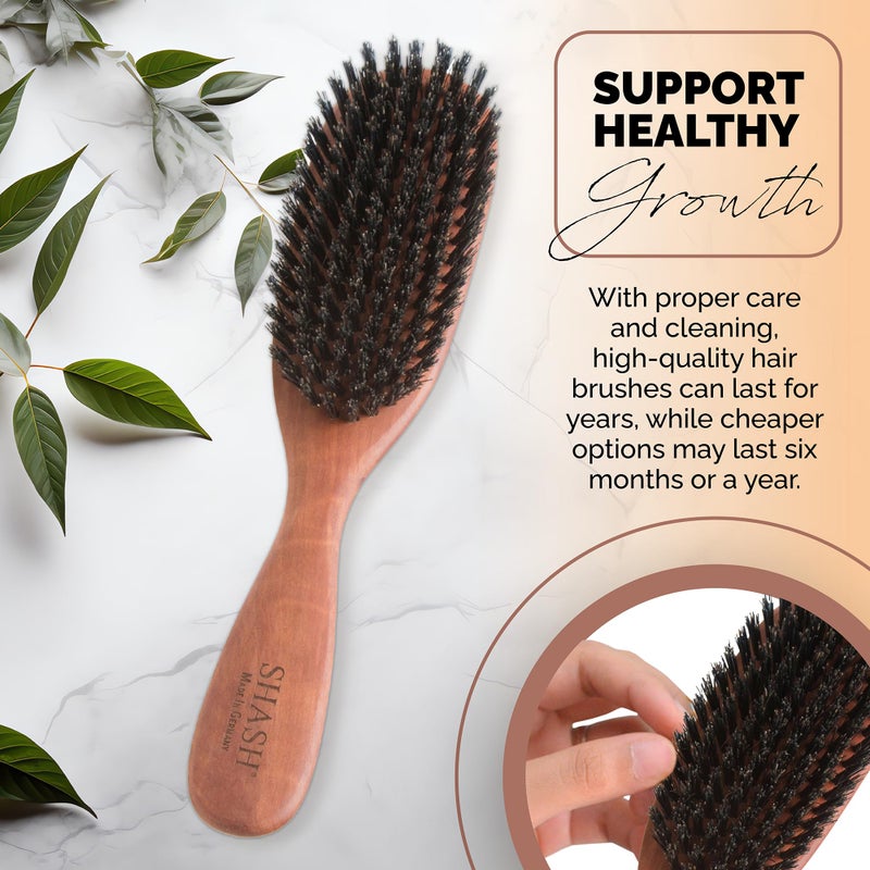 SHASH Classic German First Cut 100% Boar Bristle Hair Brush Since 1869 - Conditions Hair, Improves Texture, Exfoliates Scalp, Fine to Normal not for Coarse hair! - Image 3