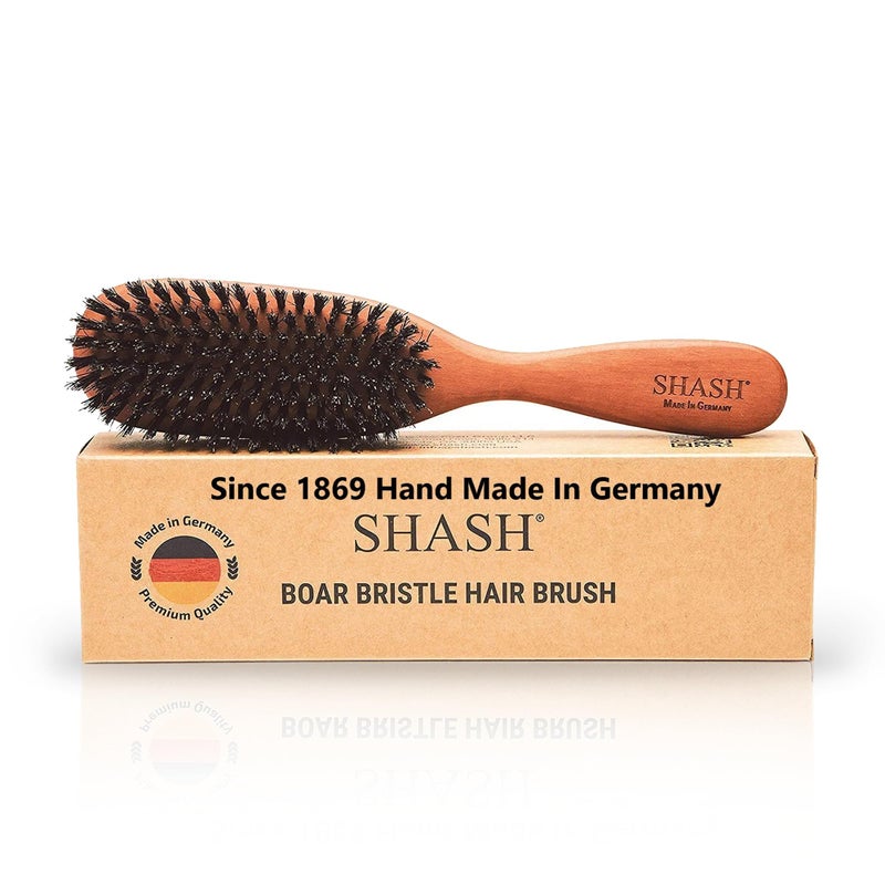 SHASH Classic German First Cut 100% Boar Bristle Hair Brush Since 1869 - Conditions Hair, Improves Texture, Exfoliates Scalp, Fine to Normal not for Coarse hair! - Image 1