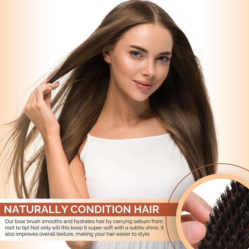 SHASH Classic German First Cut 100% Boar Bristle Hair Brush Since 1869 - Conditions Hair, Improves Texture, Exfoliates Scalp, Fine to Normal not for Coarse hair! - Image 4