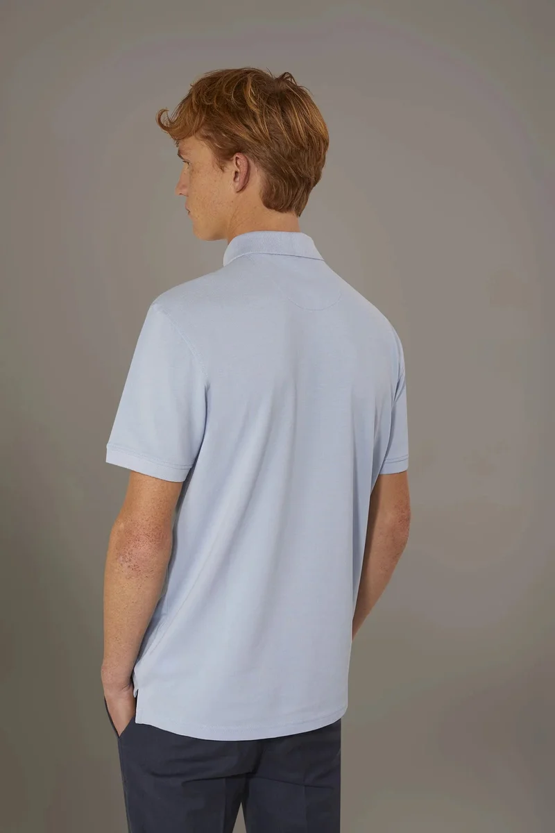 Doppelganger Blue Short sleeve polo 100% cotton piquet - Sky for Men | Best Price UAE